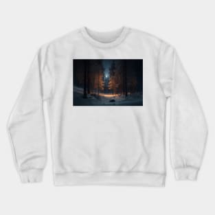 Winter Wonderland: A Snow-Covered Forest Under the Moonlight Crewneck Sweatshirt